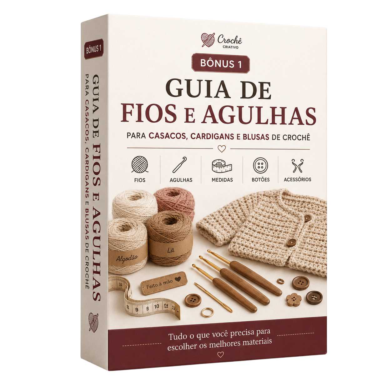 Mockup Guia de Fios e Agulhas Para Peças de Crochê